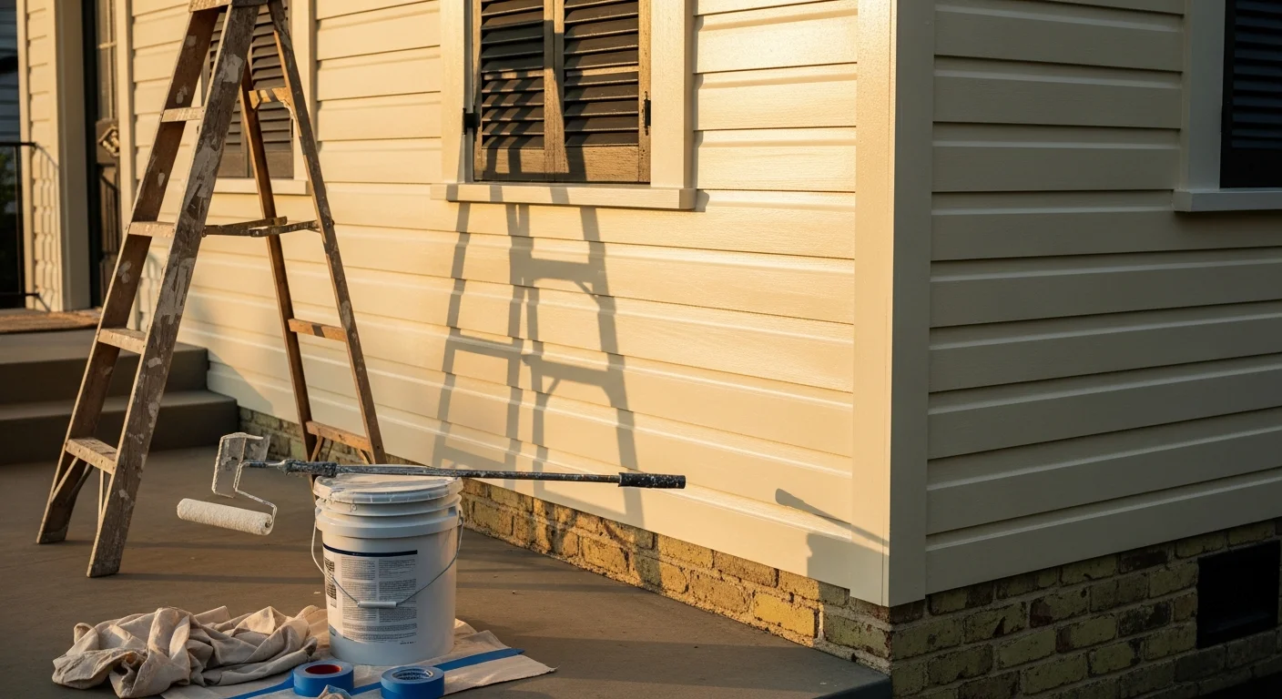 Professional painter applying exterior paint to New Orleans home