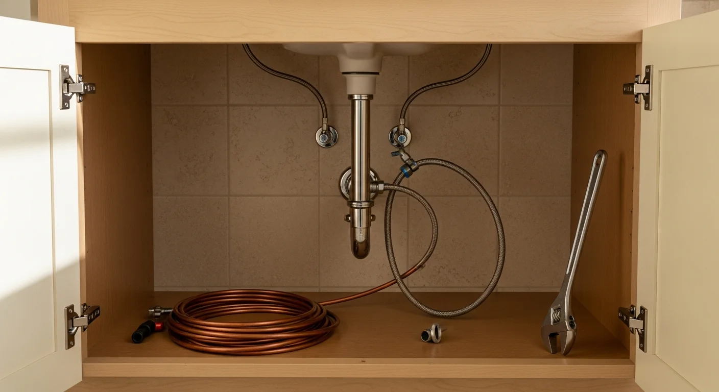 Plumber performing pipe repair in New Orleans home
